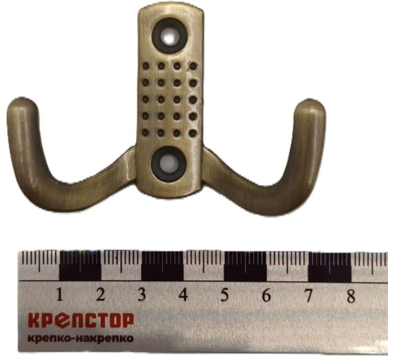 Крючок настенный Крепстор №1038 двойной усиленный, бронза, Пакет 4 шт. 4665317041748
