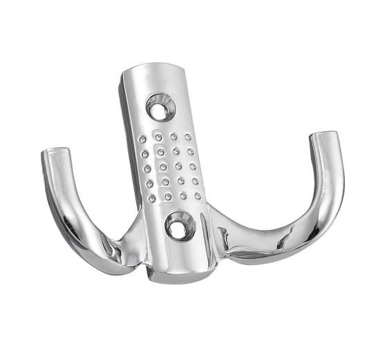 Крючок настенный Крепстор №1038 двойной усиленный, хром, Пакет 4 шт. 4665317041779 1