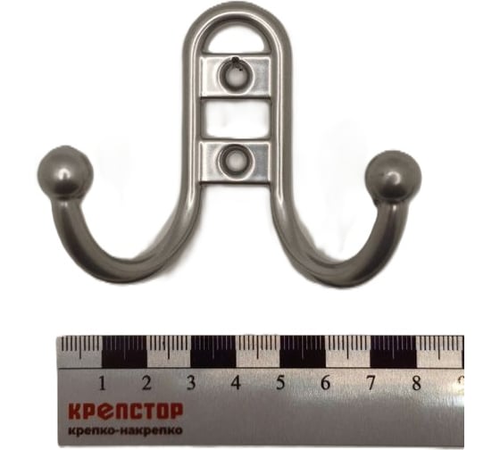 Крючок настенный Крепстор №1002 двойной фигурный, хром, Пакет 4 шт. 4665317041632