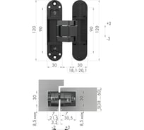 Петля скрытой установки ARMADILLO U3D3300.TG SC мат. хром (2шт) 48687