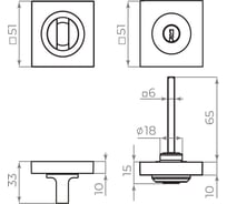 Ручка поворотная с фиксацией ключом AJAX BK6.FIX.JK AB-7 бронза 49799