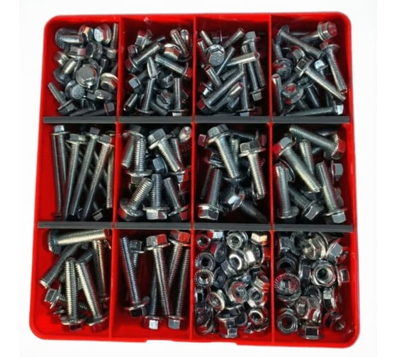 Болты и гайки с фланцем 23 Болта М6,М8 ОЦ к.п.8.8 в органайзере НАБОР 4 20000109