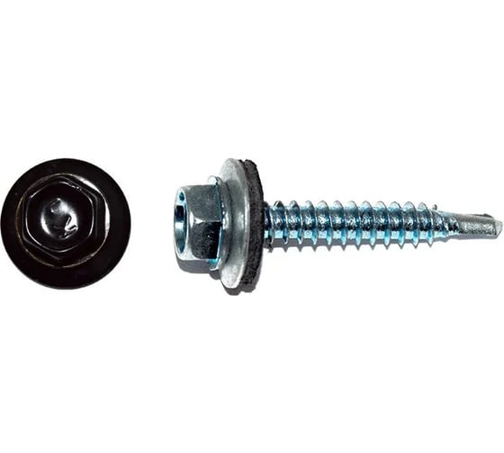 Саморез кровельный КРЕП-КОМП 4,8х35 RAL9005, чёрный К Средняя фасовка (250шт) ск359005кф 1