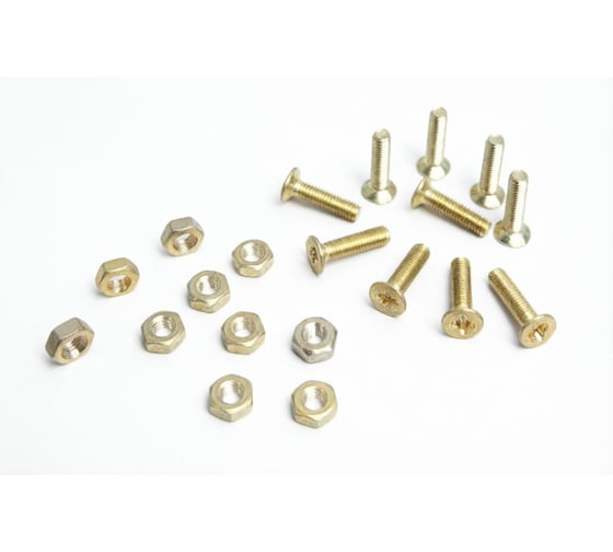 Винт латунный 23 Болта 3х12 потайной DIN965 с гайкой DIN934, 10 шт. 2000000143330/ОФ020420ф10