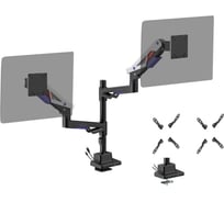 Кронштейн UNITEKI FMGT402GL ATLAS NEO GAMING LINE для двух мониторов, со струбциной и креплением на трубе, системы газлифт, диагональ 24-57 2758
