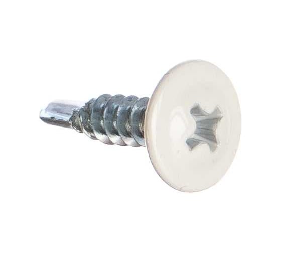 Саморез для металла с прессшайбой 4.2х16мм сверлоконечный, белый RAL9003 цинк 100шт 50158