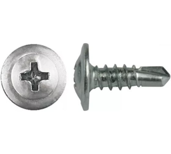 Саморез с полусферической головкой и прессшайбой, со сверлом, цинк, 4,2х51 мм, 400 шт в коробке STEELREX 0115042051B100040008