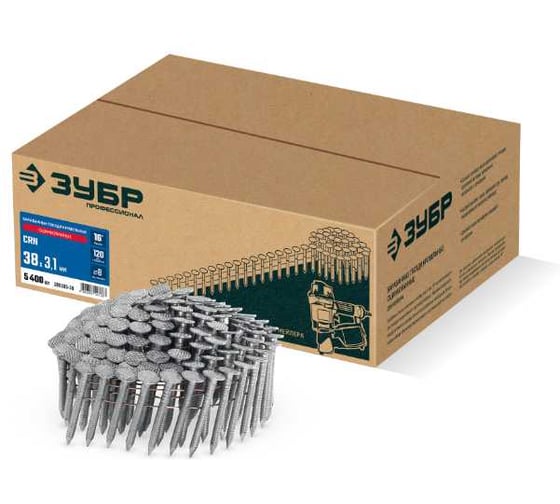 Барабанные гвозди кровельные оцинкованные ЗУБР CRN 38 х 3.1 мм, 5400 шт 305385-38