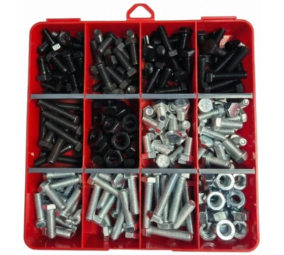 Болты крепкие 23 Болта М8 черные и ОЦ с гайкой в органайзере НАБОР1 20000130 1