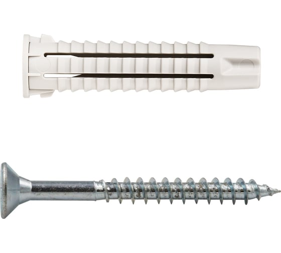 Дюбель универсальный нейлоновый ЕВРОПАРТНЕР PDU N 8х65 с шурупом 6х80 Zn (12 шт.) УТ-00038152