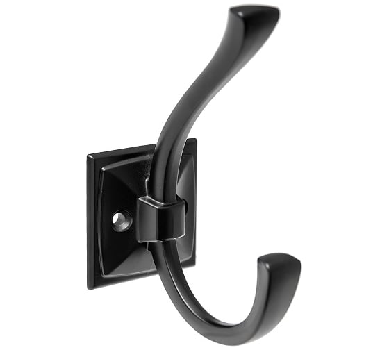 Крючок мебельный KERRON двухрожковый, матовый черный KR 0390 BL