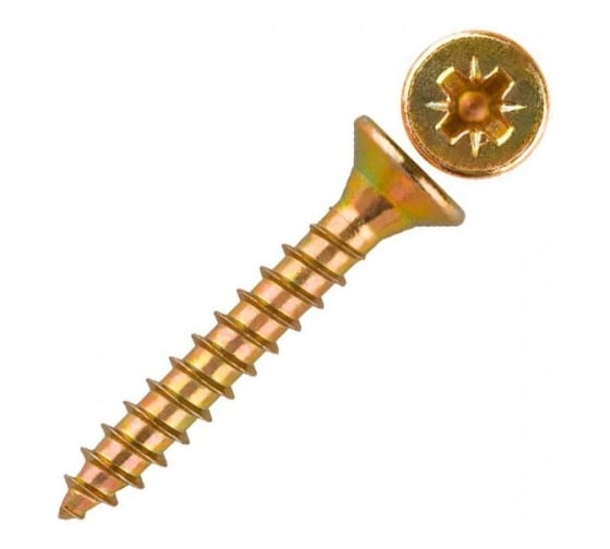 Саморез Квадра универсальный 6х60 желтый, потайная голова, цинк, кop. 100 шт. 604060002100