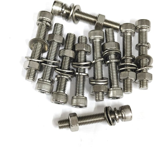 Болт с двумя шайбами B2.Solar гровером и гайкой (А2-70, M8/50) 50 шт MR-M8-50-50