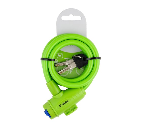 Замок навесной велосипедный тросовый S-Locked "ESOTERIC" S-Locked ВС 09Т 10*1000 мм зеленый 72 шт 122536