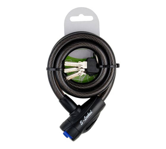 Замок навесной велосипедный тросовый S-Locked "ESOTERIC" S-Locked ВС 09Т 12*1000 мм черный 60 шт 122538