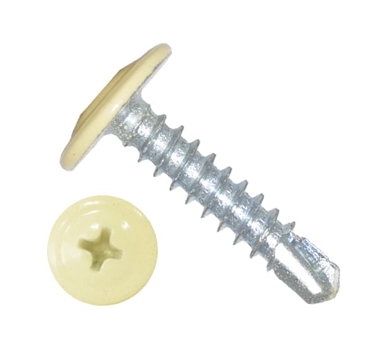 Саморез ARNO INDUSTRIES 4,2х16 1кг. с прессшайбой и сверлом для крепления листового металла RAL1014 полимерное покрытие AB350420161B807