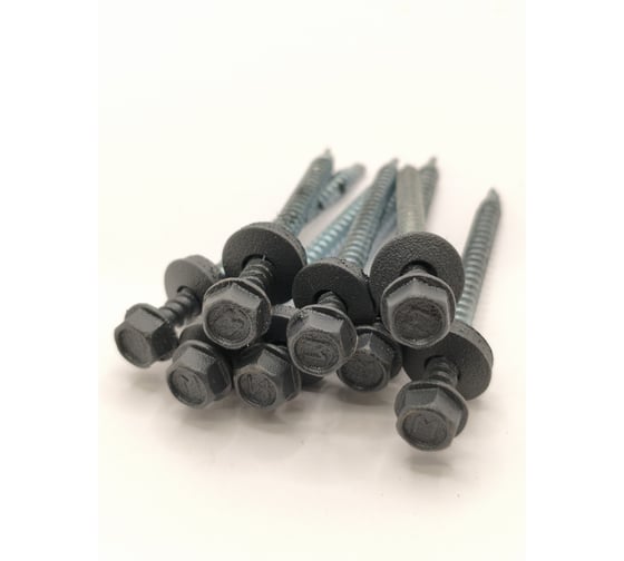 Саморез кровельный Крепстор 4,8х50 RAL 7024 муар сверло №1 Daxmer, 50 шт. 4665317058746 1