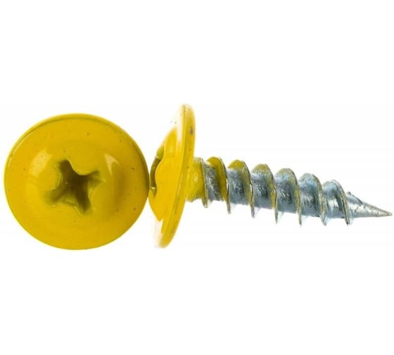 Саморез с прессшайбой Крепстор 4,2х19 острый RAL 1018 (желтый), 300 шт. 4665317060428