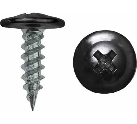 Саморез с прессшайбой Крепстор 4,2х41 острый RAL 9005 (черный янтарь), 150 шт. 4665317060992