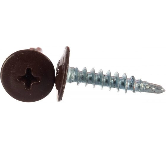 Саморез с прессшайбой Крепстор 4,2х25 острый RAL 8017 (темно-коричневый), 250 шт. 4665317060831