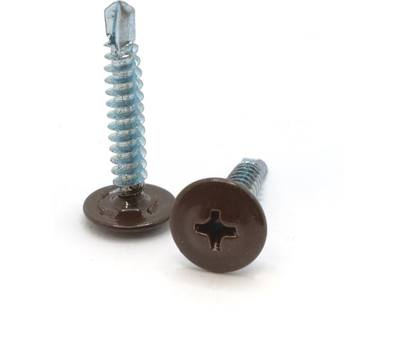 Саморез с прессшайбой Крепстор 4,2х25 сверло RAL 8017 (темно-коричневый), 200 шт. 4665317061456