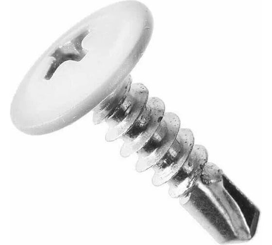 Саморез с прессшайбой Крепстор 4,2х51 сверло RAL 9003 (ярко-белый), 100 шт. 4665317061555