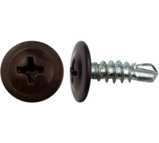 Саморез с прессшайбой Крепстор 4,2х32 сверло RAL 8017 (темно-коричневый), 150 шт. 4665317061463