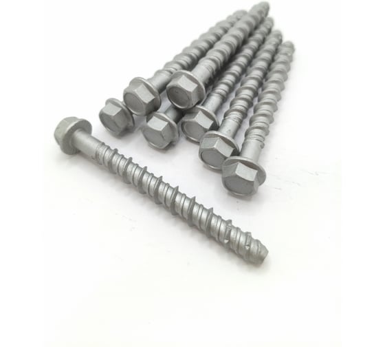 Шуруп для бетона Крепстор 10,5х90 PBW 10090 шестигранная головка с прессшайбой цинк, 3 шт. 4665317063467