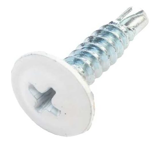 Саморез ARNO INDUSTRIES 4,2х25 1кг. с прессшайбой со сверлом для крепления листового металла RAL9003 сталь белое покрытие AB3504202593A98