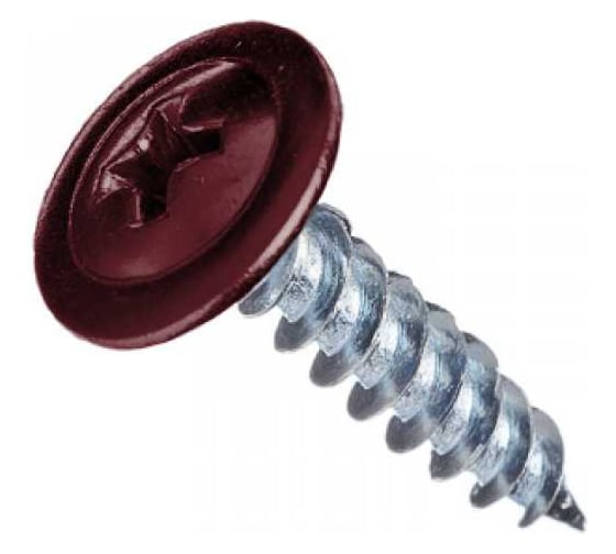 Саморез ARNO INDUSTRIES 4,2х25 1кг. с прессшайбой острый для крепления листового металла и профиля RAL3005 красный AB3704202535X98