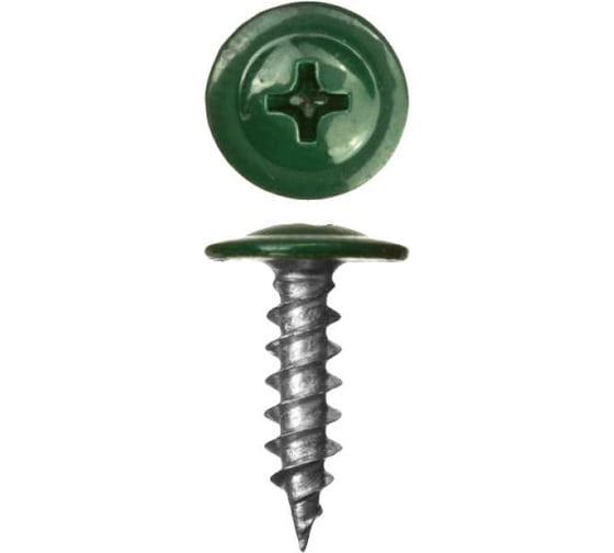 Саморез ARNO INDUSTRIES 4,2х32 мм 1кг. с прессшайбой острый для крепления листовых материалов RAL 6005 зеленый AB3704203265298