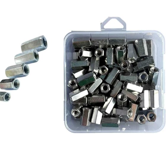 Гайка переходная 23 БОЛТА М6 нержавеющая DIN 6334 в органайзере 70 шт. гпн6орг-ф70