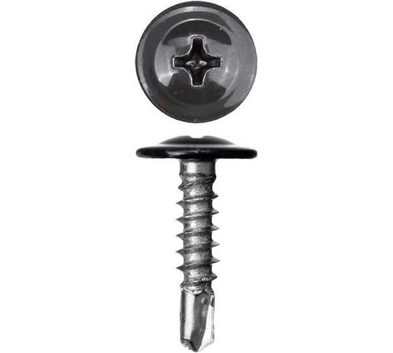 Саморез ARNO INDUSTRIES 4,2х16 1кг, с прессшайбой со сверлом для крепления листового металла RAL8019 серо-коричневый AB350420168G998