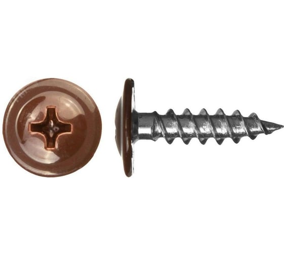 Саморез ARNO INDUSTRIES 4,2х19 1кг, с прессшайбой острый для крепления листового металла и профиля RAL8017 тёмно-коричневый AB370420198F998