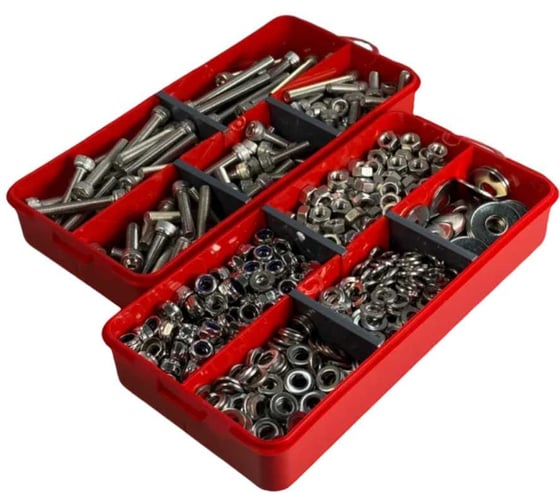 Набор органайзеров 23 Болта 2 в 1 винты гайки шайбы (М6) № 18 1000023/1000199
