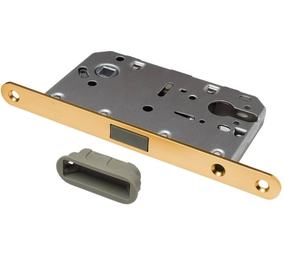 Замок магнитный РЕНЦ INLBM 5085 PL SSG под цилиндр с пластиковой ответной планкой, золото матовое сатинированное