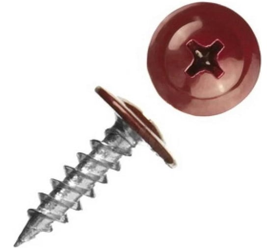 Саморез Стройметиз металл-металл 4,2х25 прессшайба острый RAL 3005 (винно-красный) (уп.250 шт) контейнер 2530102510250