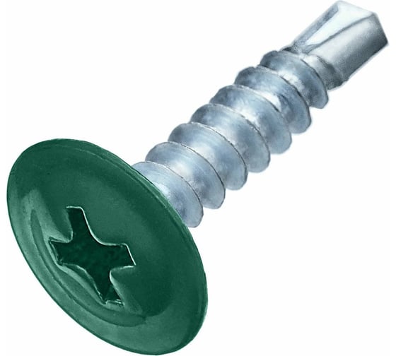 Саморез ARNO INDUSTRIES 4,2х25 1кг. с прессшайбой со сверлом для крепления листового металла RAL6005 темно-зеленый AB3504202565L98