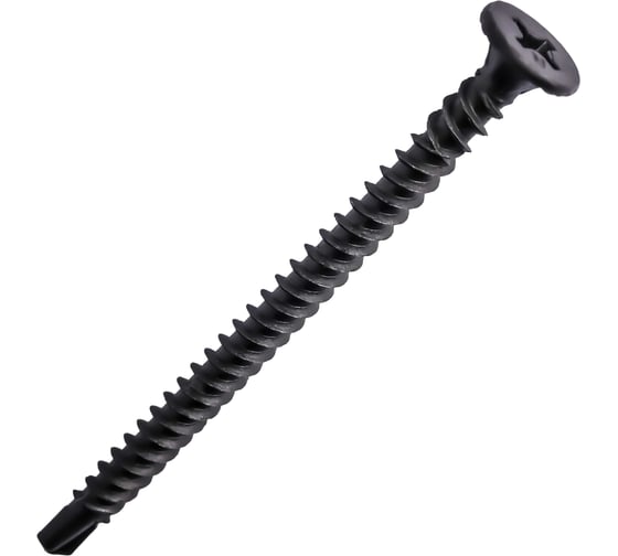 Шуруп гипсокартон-металл FASTNR с буром3.9X55, частая резьба, потайная головка, фосфатированные, 140 штук FR072