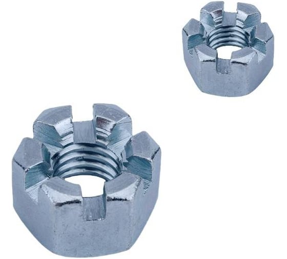 Гайка корончатая (прорезная) 23 Болта М16 DIN 935 оцинкованная, 50 шт. гкор935оцм16