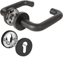 Комплект дверных ручек с накладками под цилиндр Fuaro FR.DH57.0219 NE (DH-0219 NE) 9x140 мм, BL-24 черный 60245