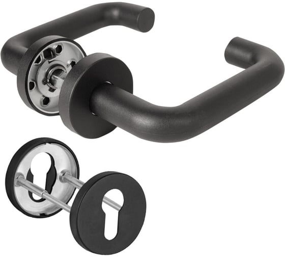 Комплект дверных ручек с накладками под цилиндр Fuaro FR.DH57.0219 NE (DH-0219 NE) 9x140 мм, BL-24 черный 60245