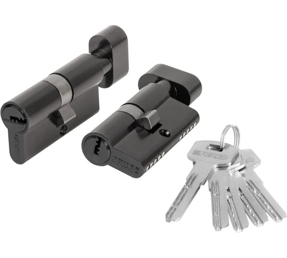 Цилиндровый механизм Fuaro (200 ZM/90) 2000ZM Knob 90 (45+10+35) BL-24 черный 5Key с вертушкой 60093