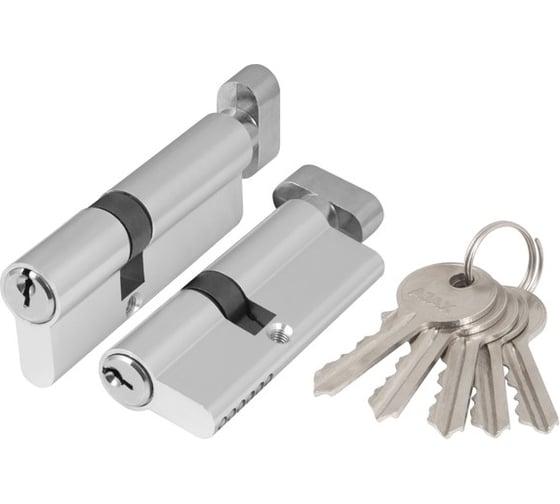 Цилиндровый механизм Ajax (AX102/70) AX1002Knob70 (35+10+25) CP хром с вертушкой 42499