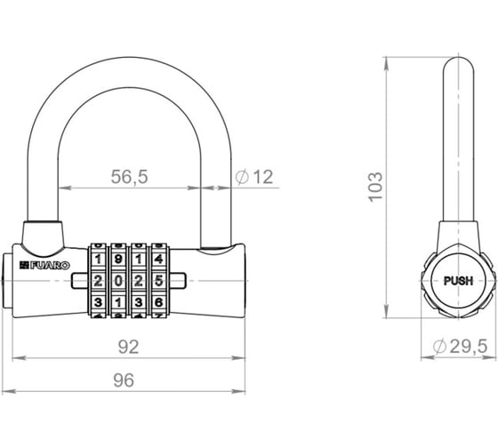 Замок навесной Fuaro PL-WEATHER-CODE перекод. /подвес 62299