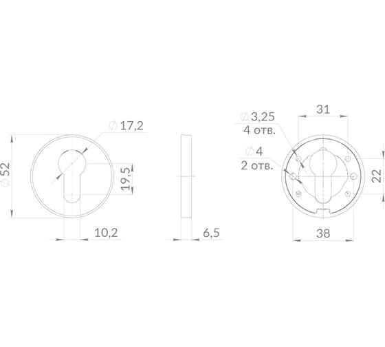 Накладка под цилиндр Punto ET.R.EST.R52 SSC-16 сатинированный хром 60535