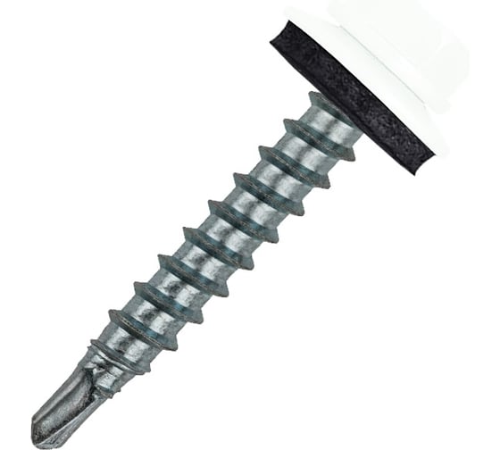Саморез кровельный Stalmax LSR-W 4,8х19 (RAL 9003) сверло №2 для металлической обрешетки с EPDM шайбой (арт. 10302) оцинкованная сталь (уп. 250 шт) 10302-023