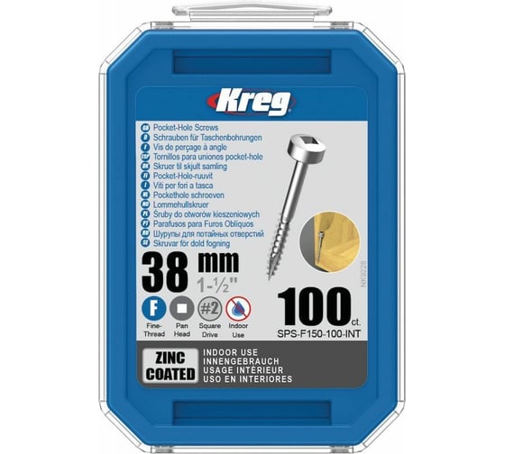 Шурупы с мелким шагом KREG 1-1/2" Pan-Head, 100 шт. SPS-F150-100-INT