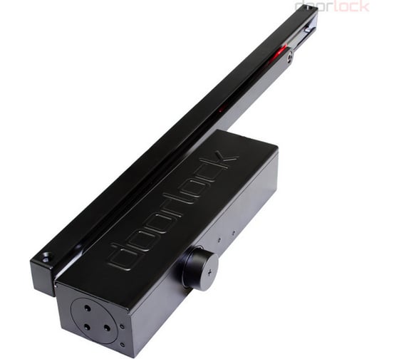 Доводчик Doorlock DL345S/N BC DA HO EN1-4 со скользящей тягой черный, с регулируемыми функциями тормоза открывания и задержки закрывания 75585