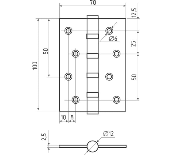Петля универсальная НОРА-М STD 4"-4ВВ FНР-STD (белый, 100x70x2,5 мм) 18480